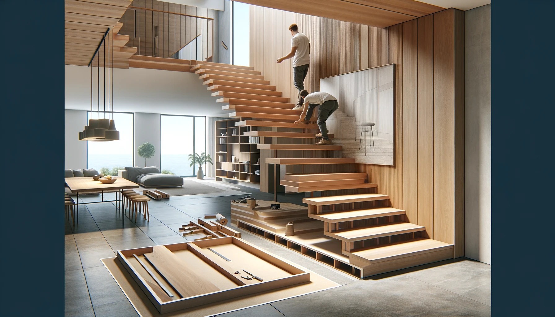 Fabrication d'escalier en bois artisan