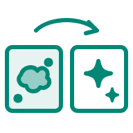 Pictogramme photos avant et après nettoyage