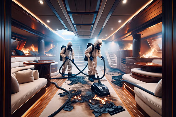 nettoyage yacht bateau après sinistre incendie