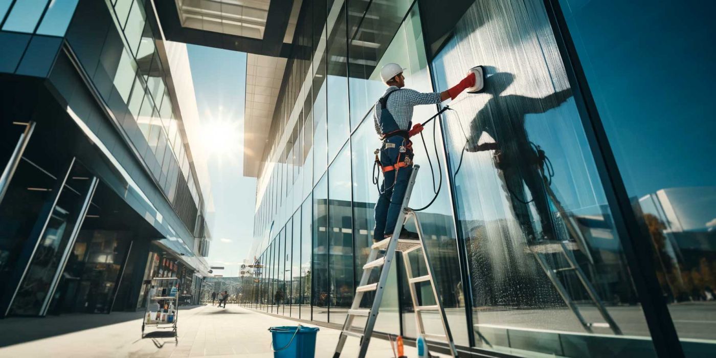 nettoyage d'enseigne et de façade de magasin
