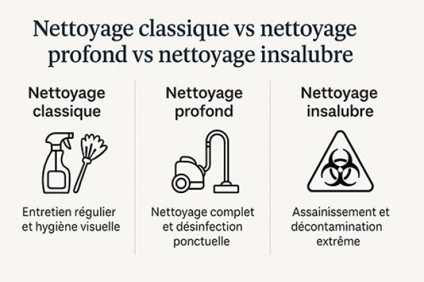 Nettoyage classique vs nettoyage profond vs nettoyage insalubre
