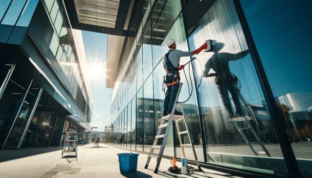 nettoyage d'enseigne et de façade de magasin